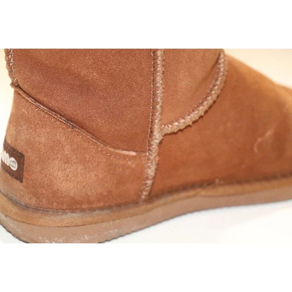 Lamo Kids Classic Boot Brown Suede Faux Fur Lining Pull On Comfort Size 5Y